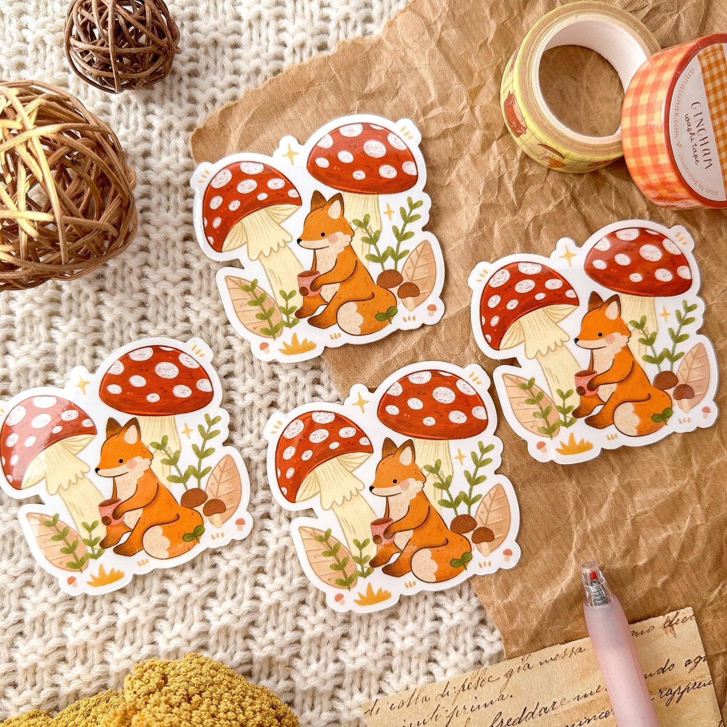 Vinyl Sticker - Mushroom Fox