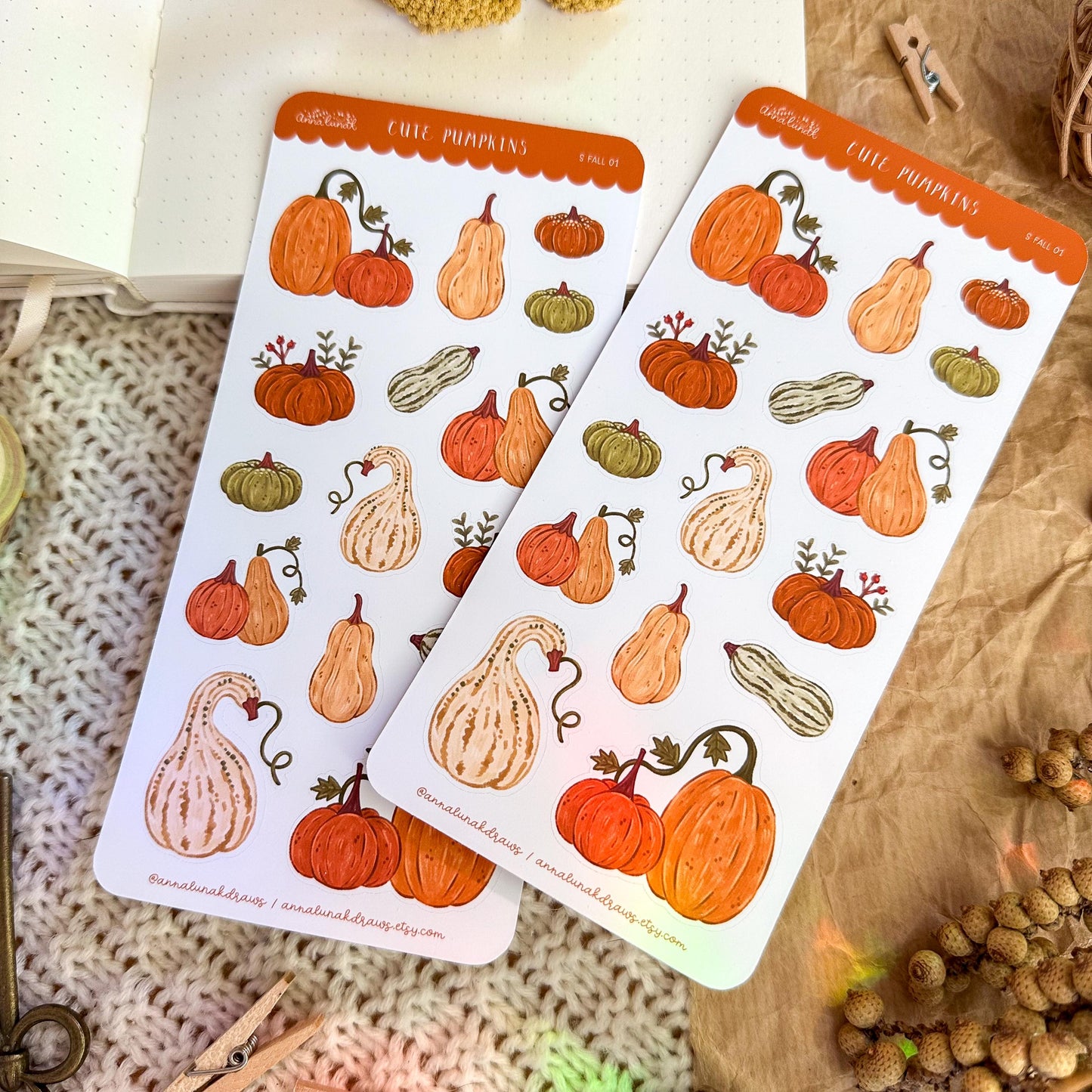 Cute Pumpkins Planner Sticker Sheet // matte paper stickers