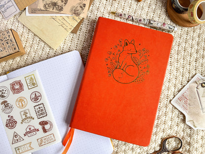 Strawberry Fox Gold Foil Dotted Hardcover Journal - A5