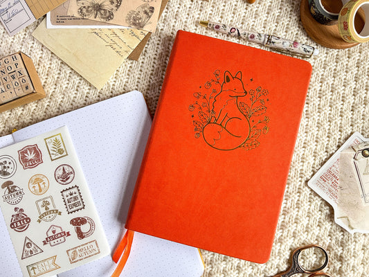 Strawberry Fox Gold Foil Dotted Hardcover Journal - A5