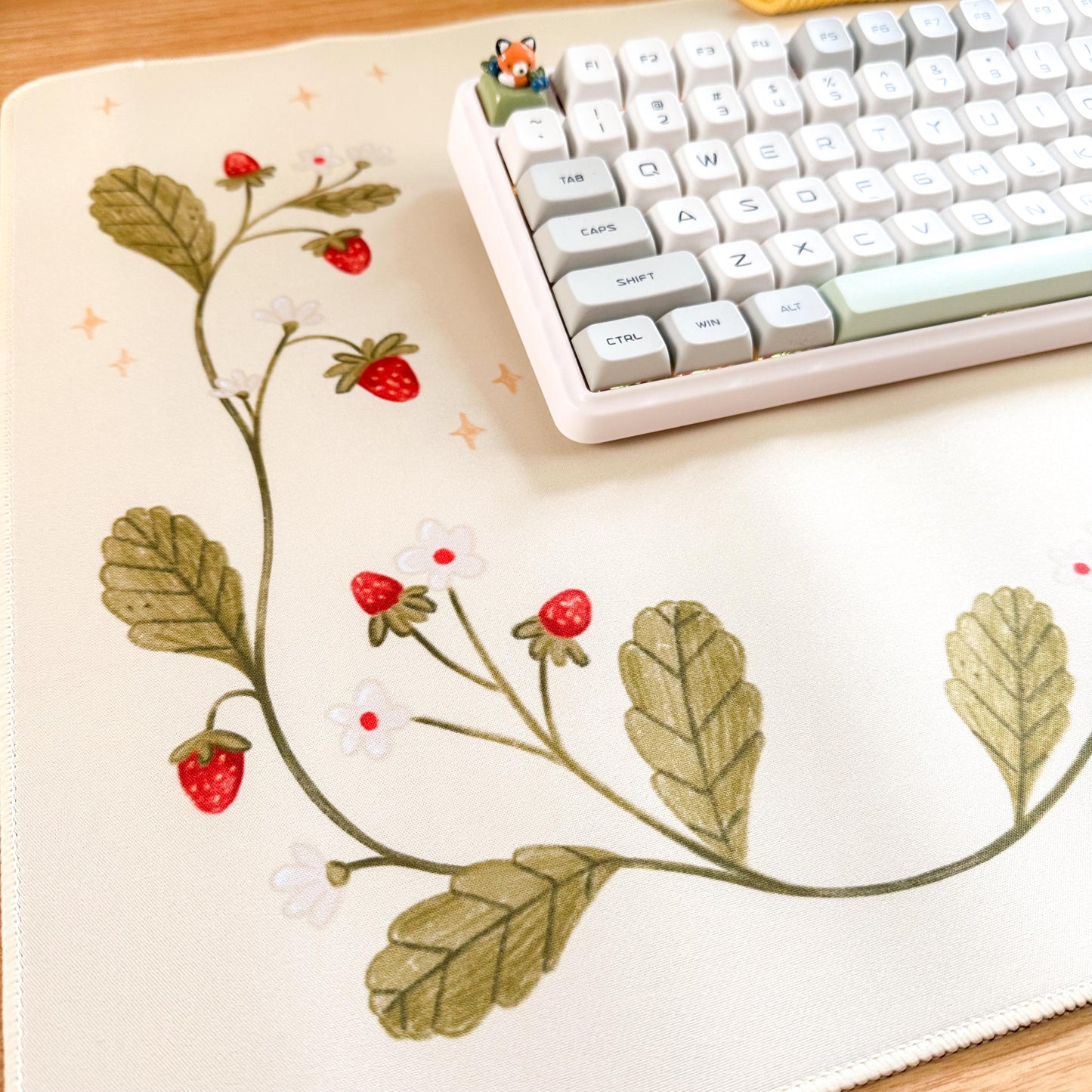 Waterproof Desk Mat - Strawberry Fox | Mouse Pad | Gaming Mouse Mat